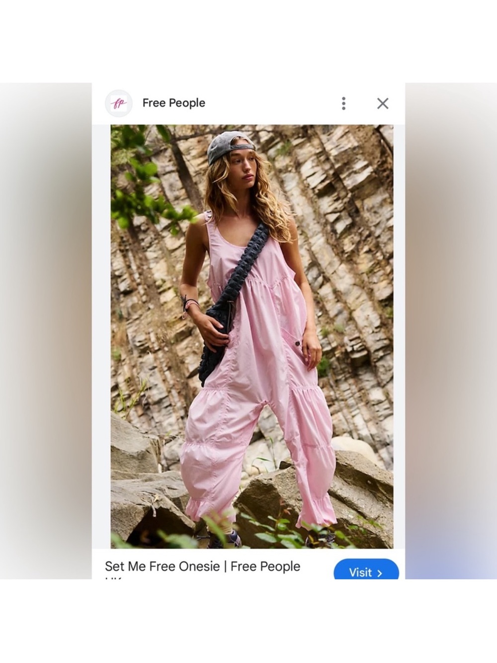 Free People Light Pink Relaxed Tiered Jumpsuit-Large